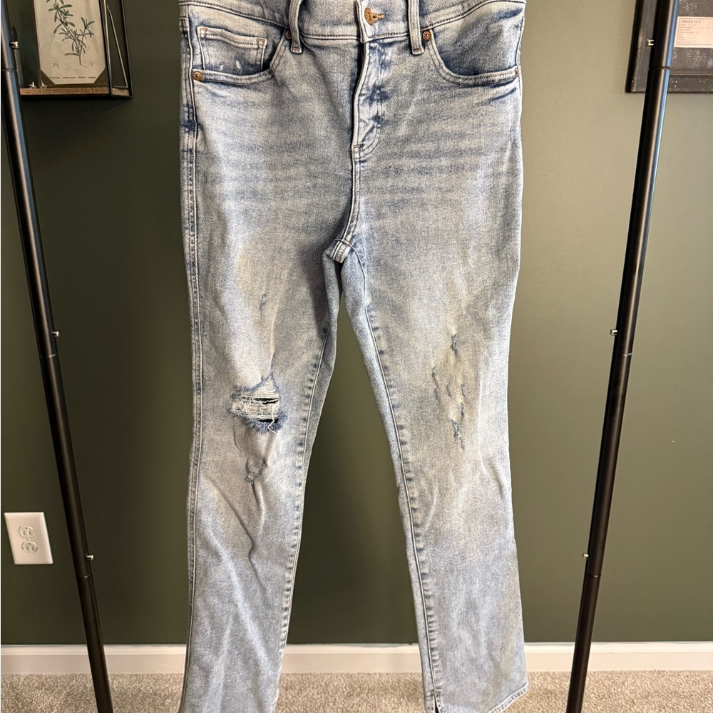 Express Light Blue Straight Leg Jeans